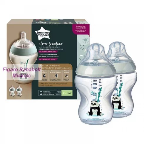Tommee Tippee Closer To Nature cumisüveg  2X260 ml - "panda"