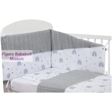  BUBABA 6 RÉSZES ÁGYNEMŰ SZETT -SZÜRKE FONOTT SZIVÁRVÁNY MINTÁS